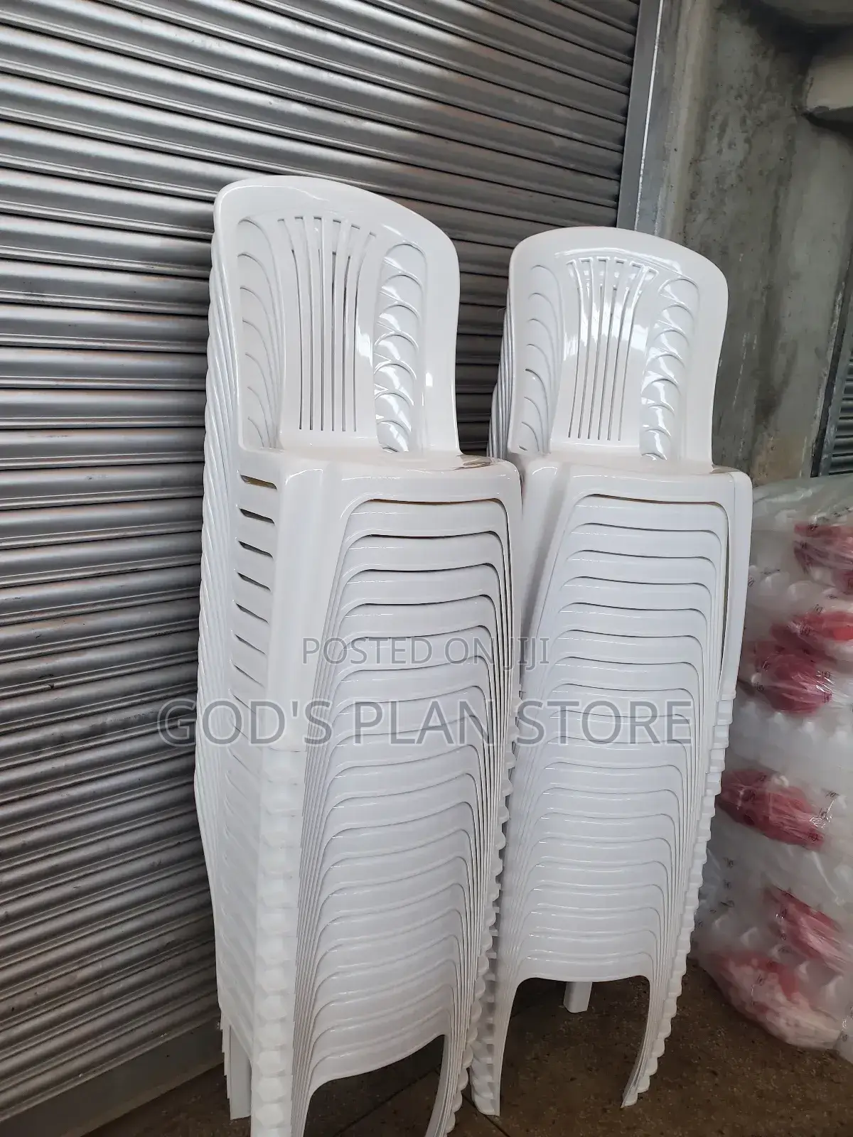 Plain White Armless Plastic Chairs