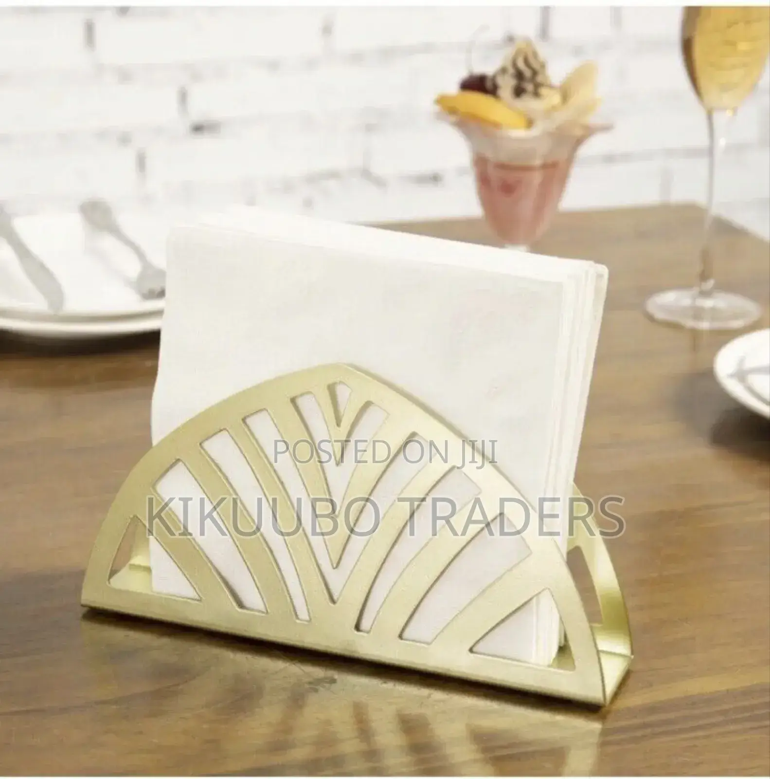 Upright Brass Tone Napkin Holder