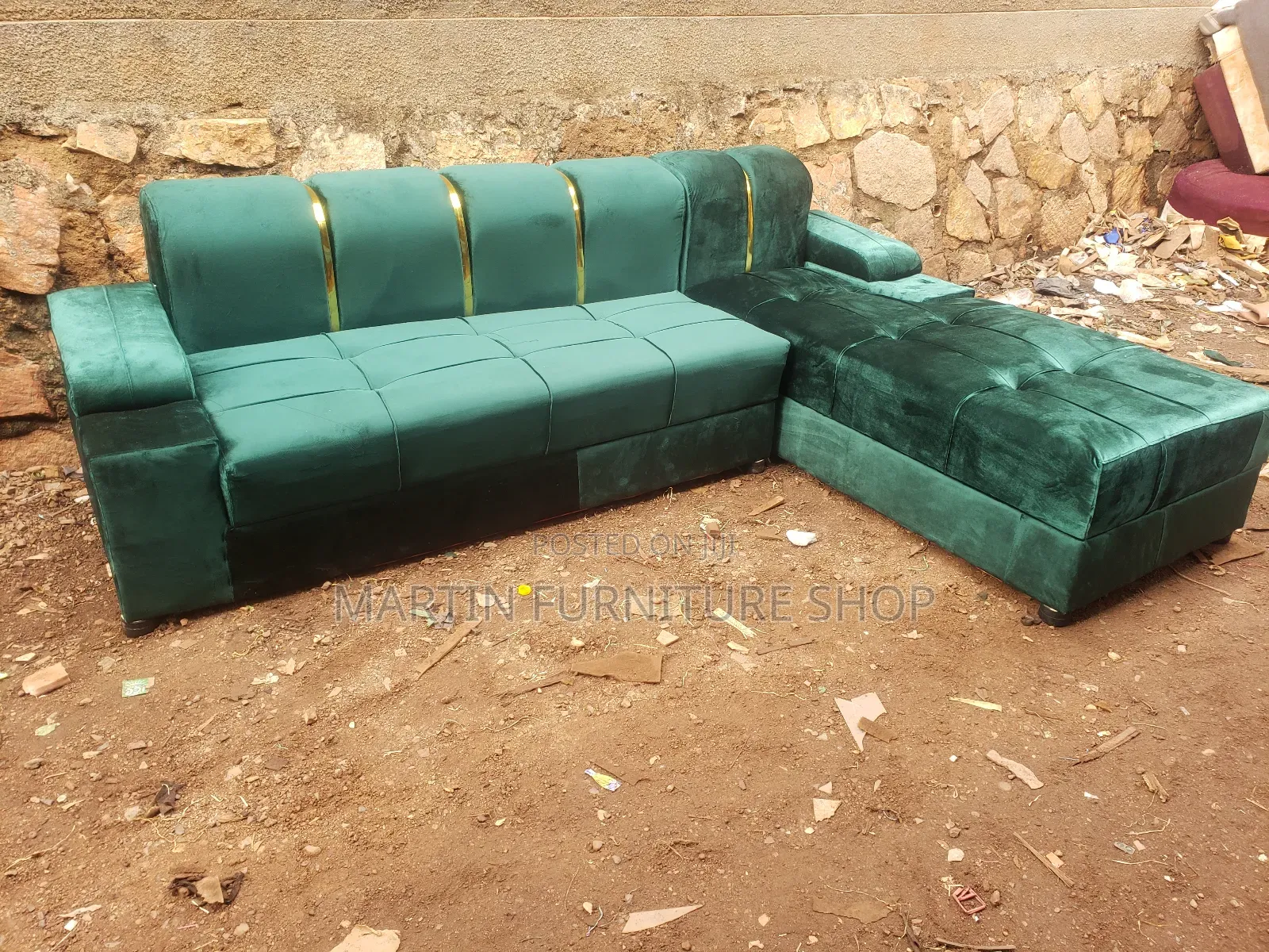 Green L Sofa Set For Sale
