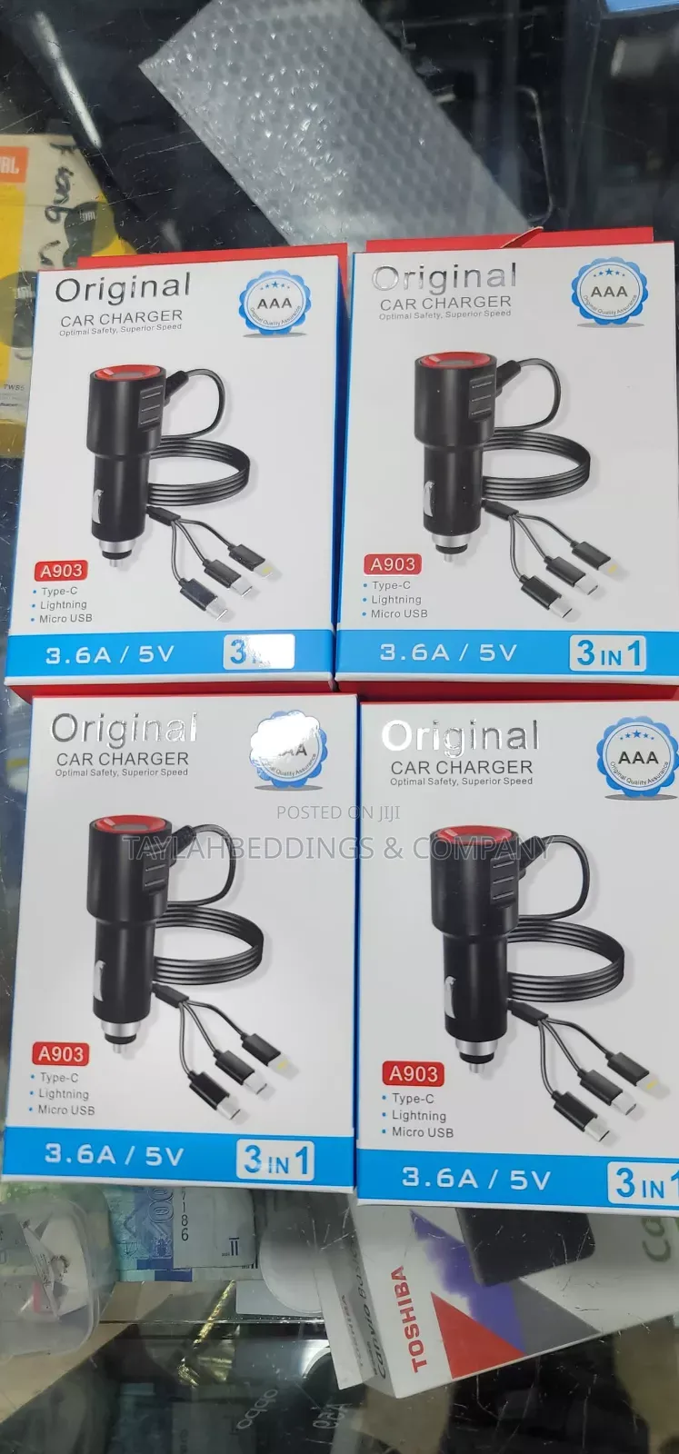 Auto Cable Triple Micro Usb Tipo C Lightning 3