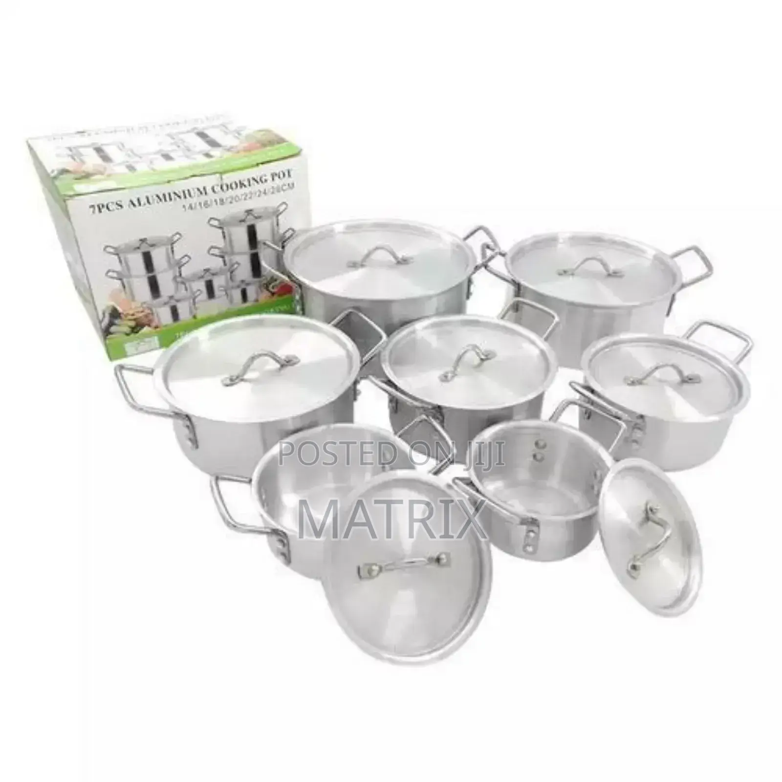Aluminium Cooking Pots/Saucepan Set, 7pcs-Silver