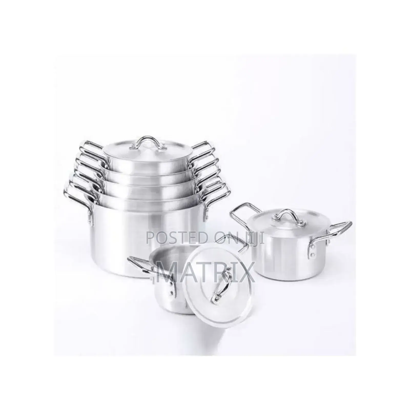 Aluminium Cooking Pots/Saucepan Set, 7pcs-Silver
