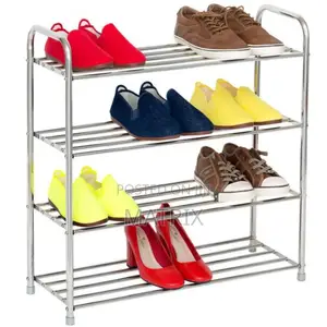 4 Tier Original Steel Shoe Rack, Pink,Blue,Green,Silver