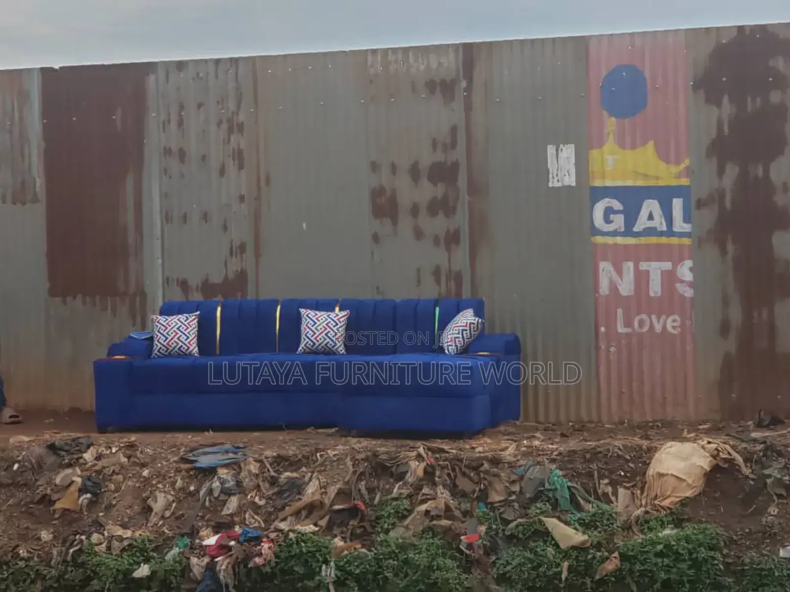 L Shape Sofa in Blue Is for Sale