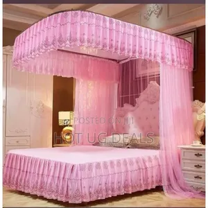 6x6 Two Stand Rail Mosquito Net - Pink