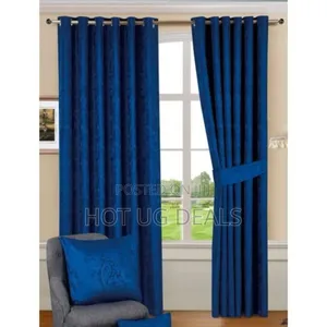 3pcs Set 2 Plain Curtains 1.5m X 2m With 3m Net - Blue