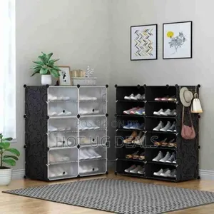 Plastic Shoe Rack Cabinet Shoe Storage Organizer - 24 Pairs