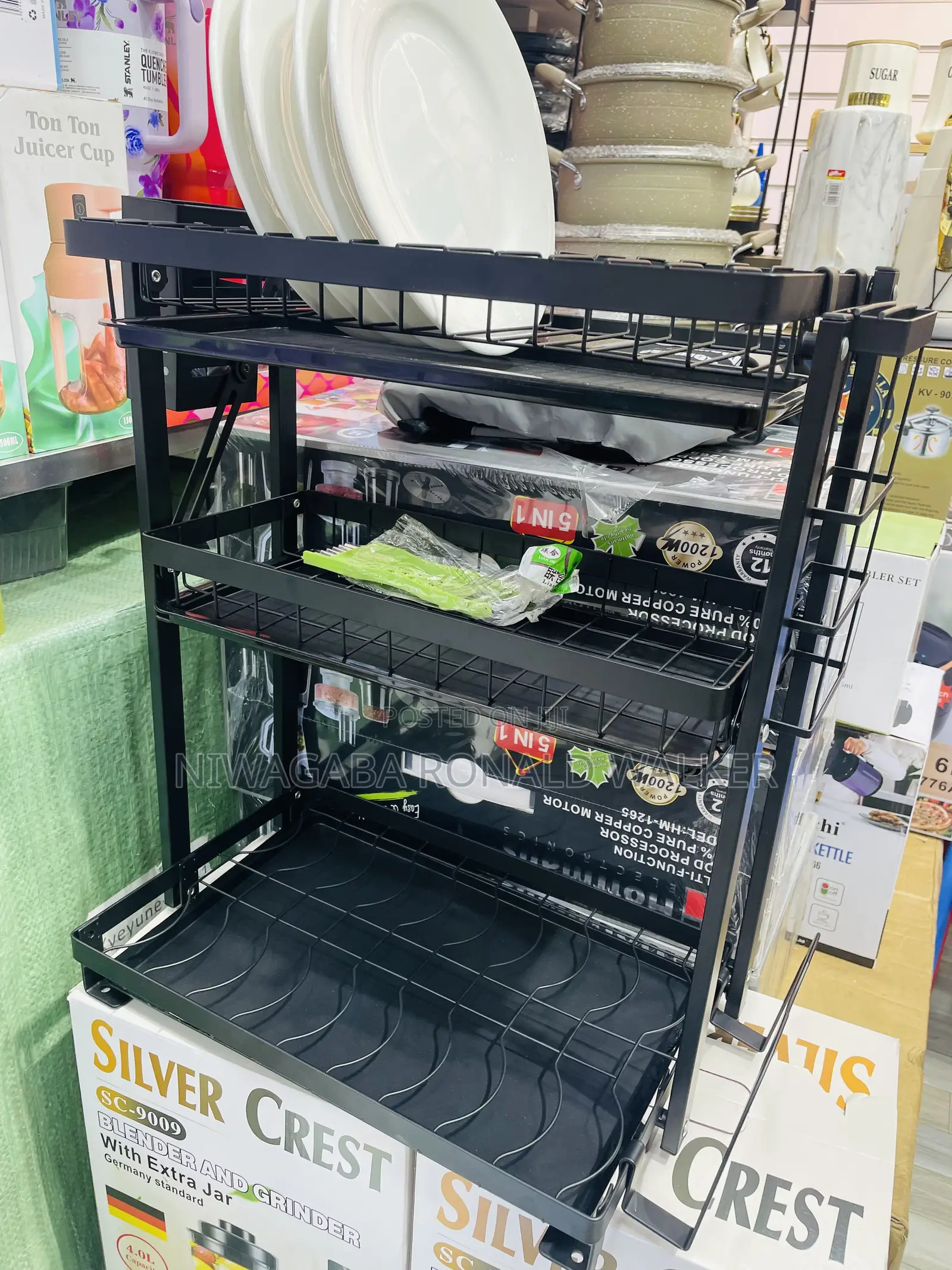 3-Tier Foldable Kitchen / Dish Rack -Black