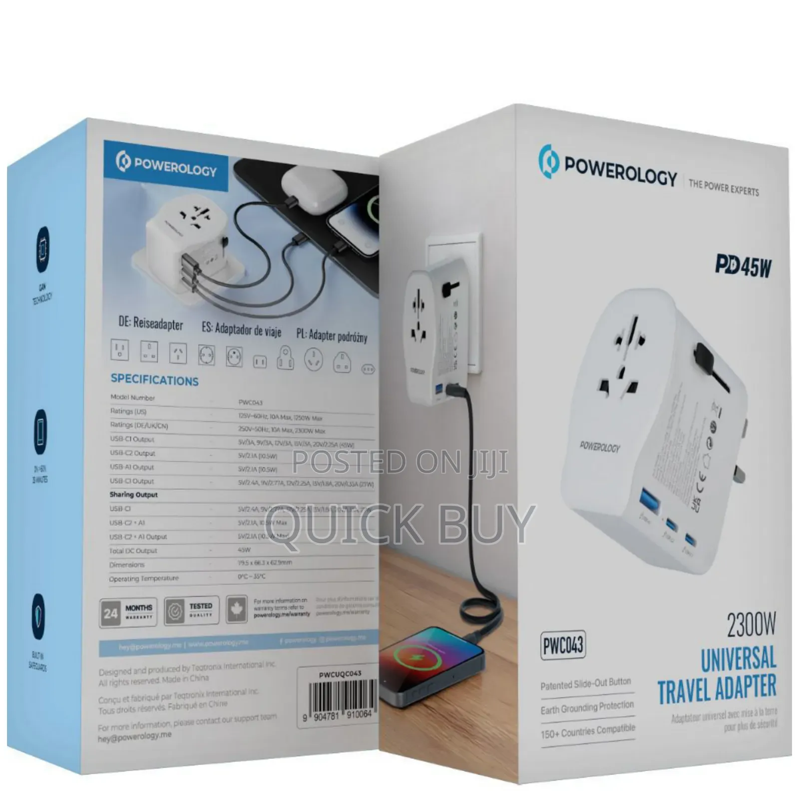 Powerology Universal Travel Adapter 2300w