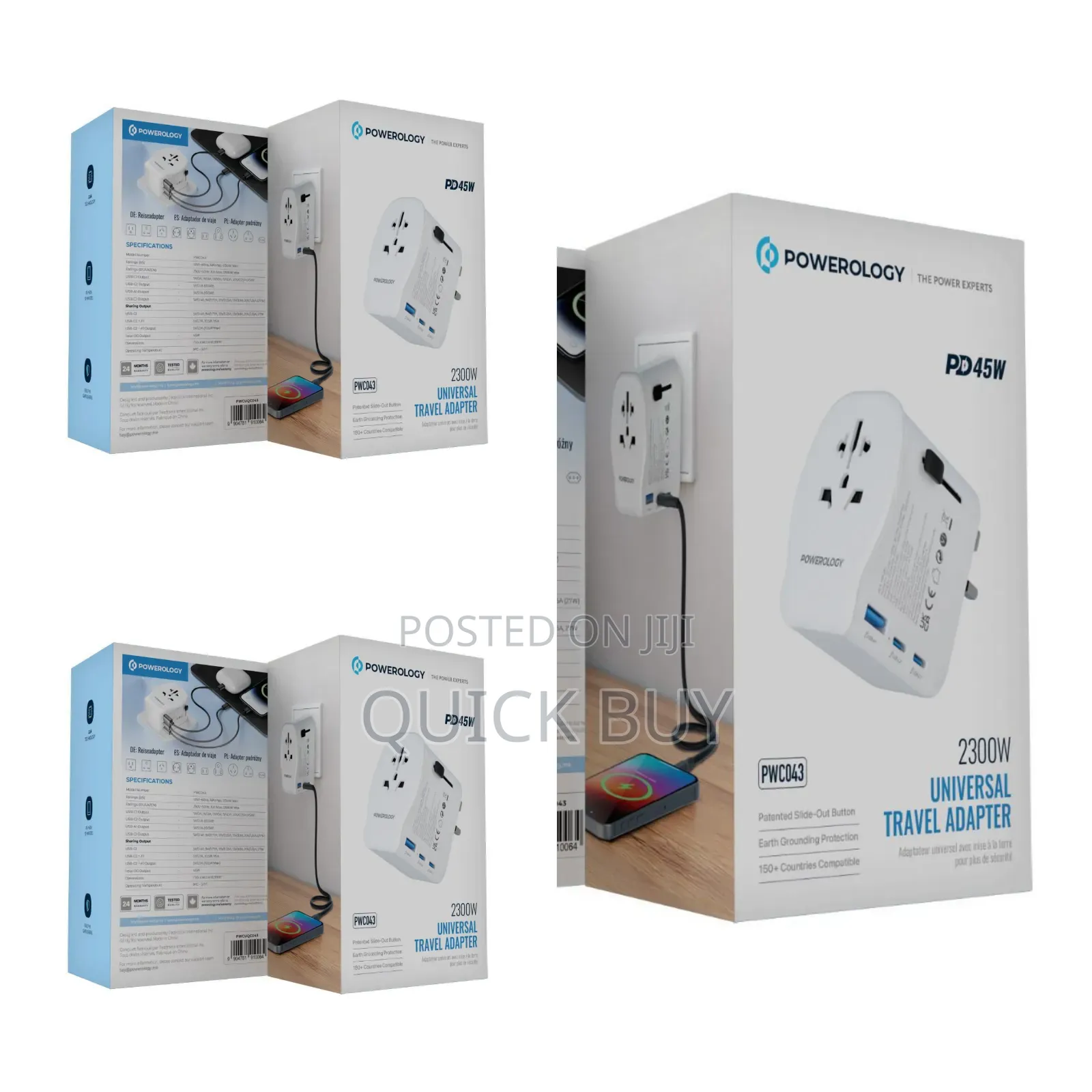 Powerology Universal Travel Adapter 2300w