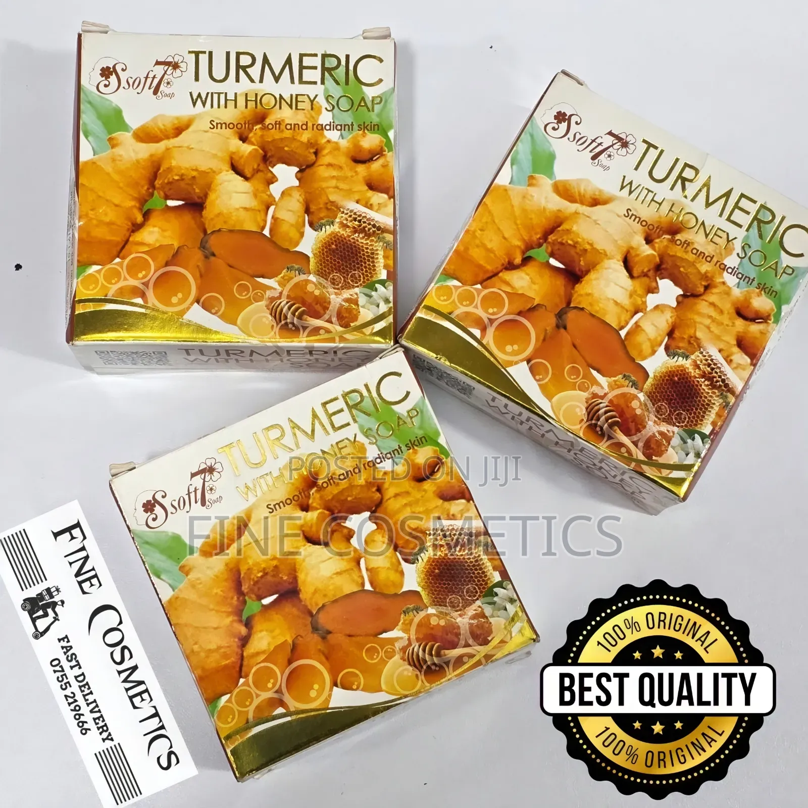3pcs, S Soft7 Turmeric Luxurious Soap With Honey, K Brothers