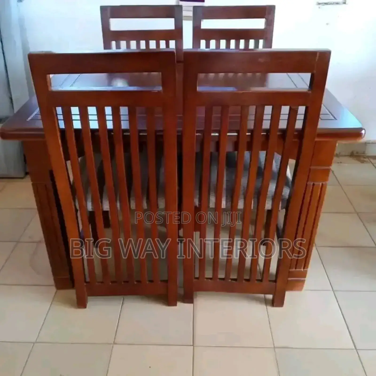 4 Seater Dinning Table Set in Dark Mahogany Color