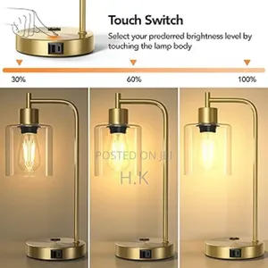 Touch Control Table Lamp With Usb A+C Ports And Ac Outlet