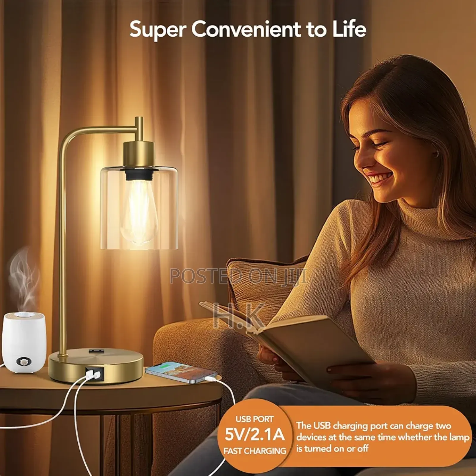 Touch Control Table Lamp With Usb A+C Ports And Ac Outlet