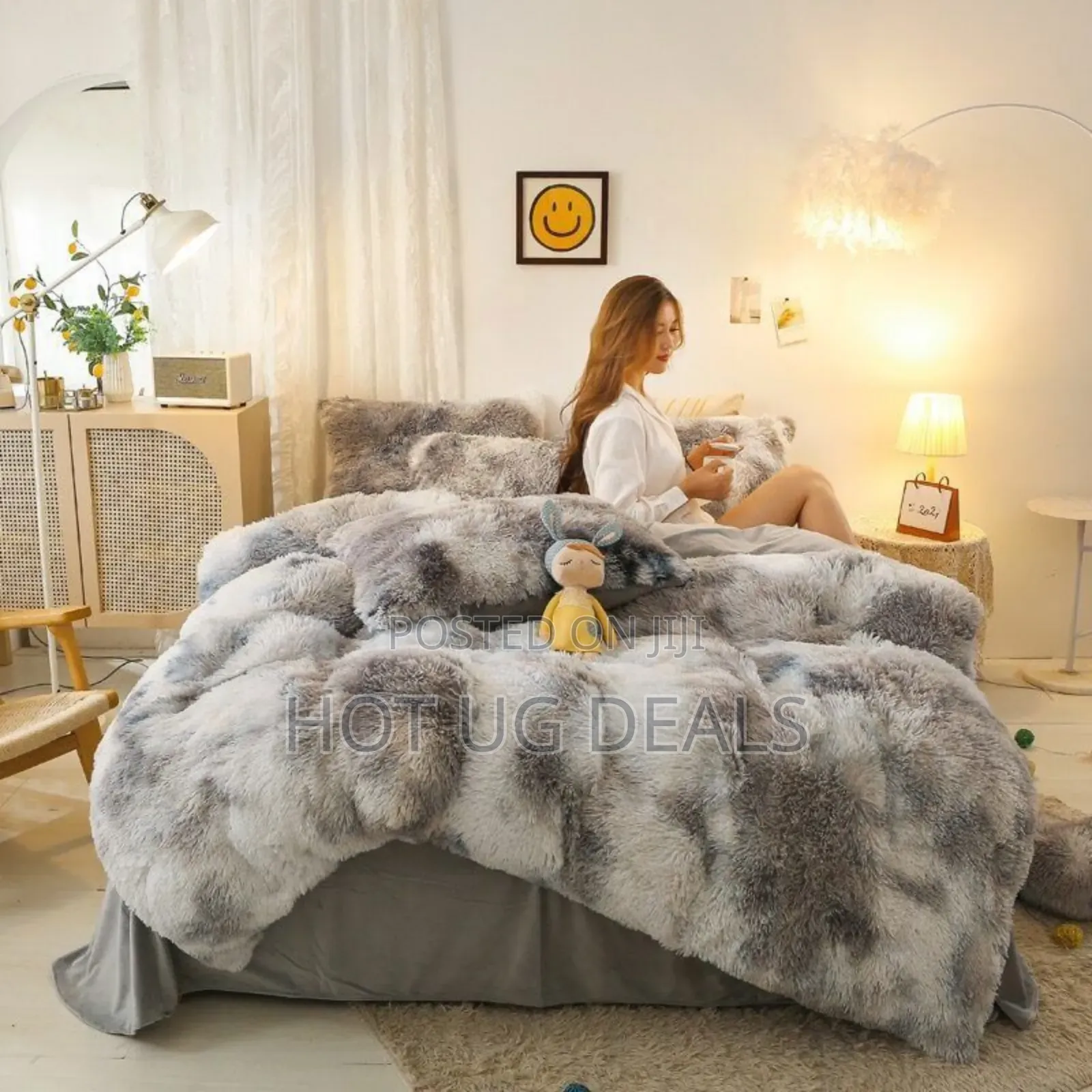 6x6 Shaggy Duvet Set With Bedsheet 2pillowcases 2 Cushions
