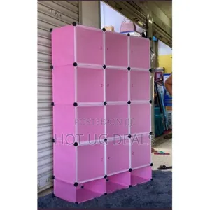 3 Column Elegant Plastic Wardrobe - Pink