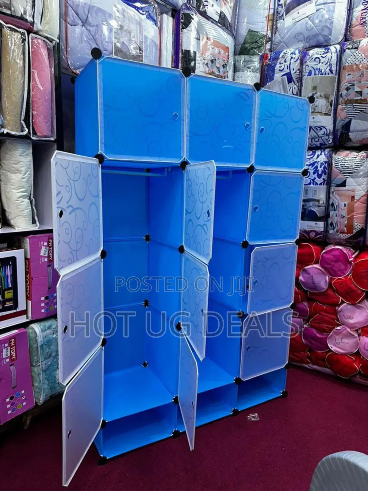 3 Column Elegant Plastic Wardrobe - Blue