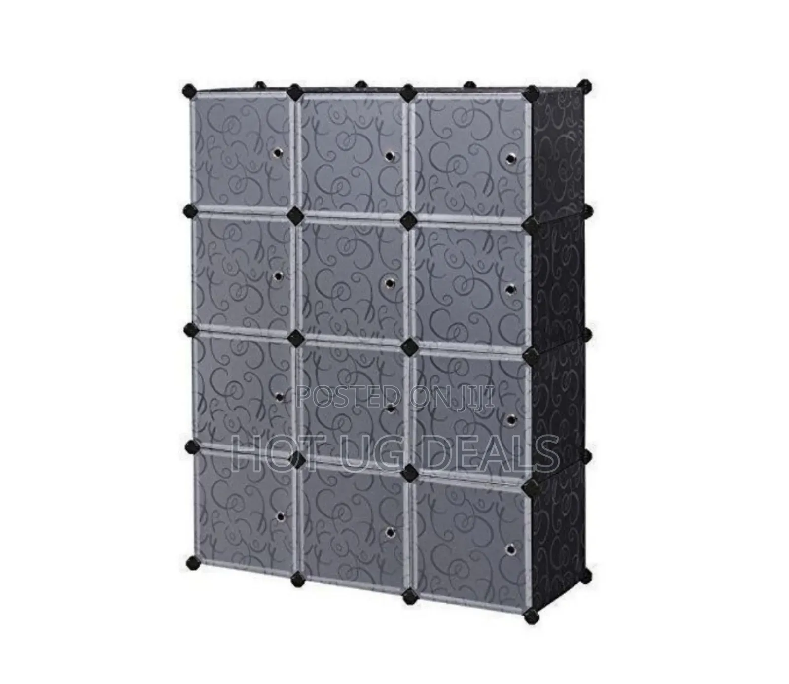 3 Column Elegant Plastic Wardrobe - Black