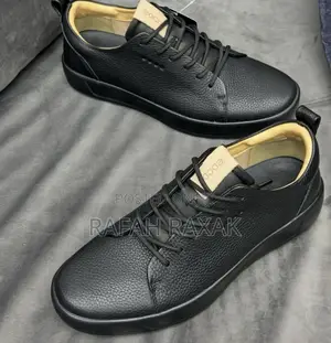 Men’S Black Leather Ecco Smart Casual Sneakers