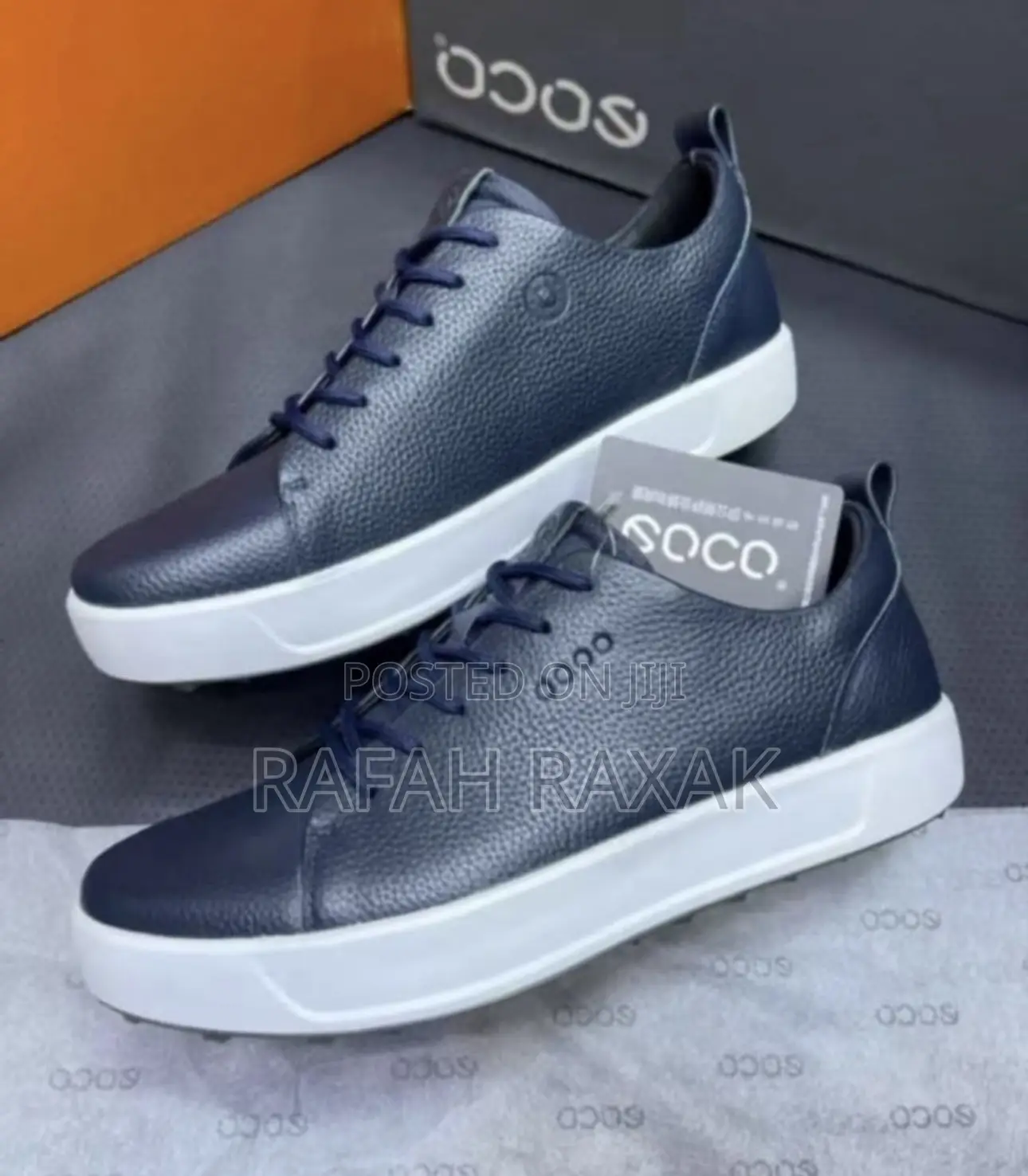 Original Blue/White Ecco Smart Casual Leather Sneakers