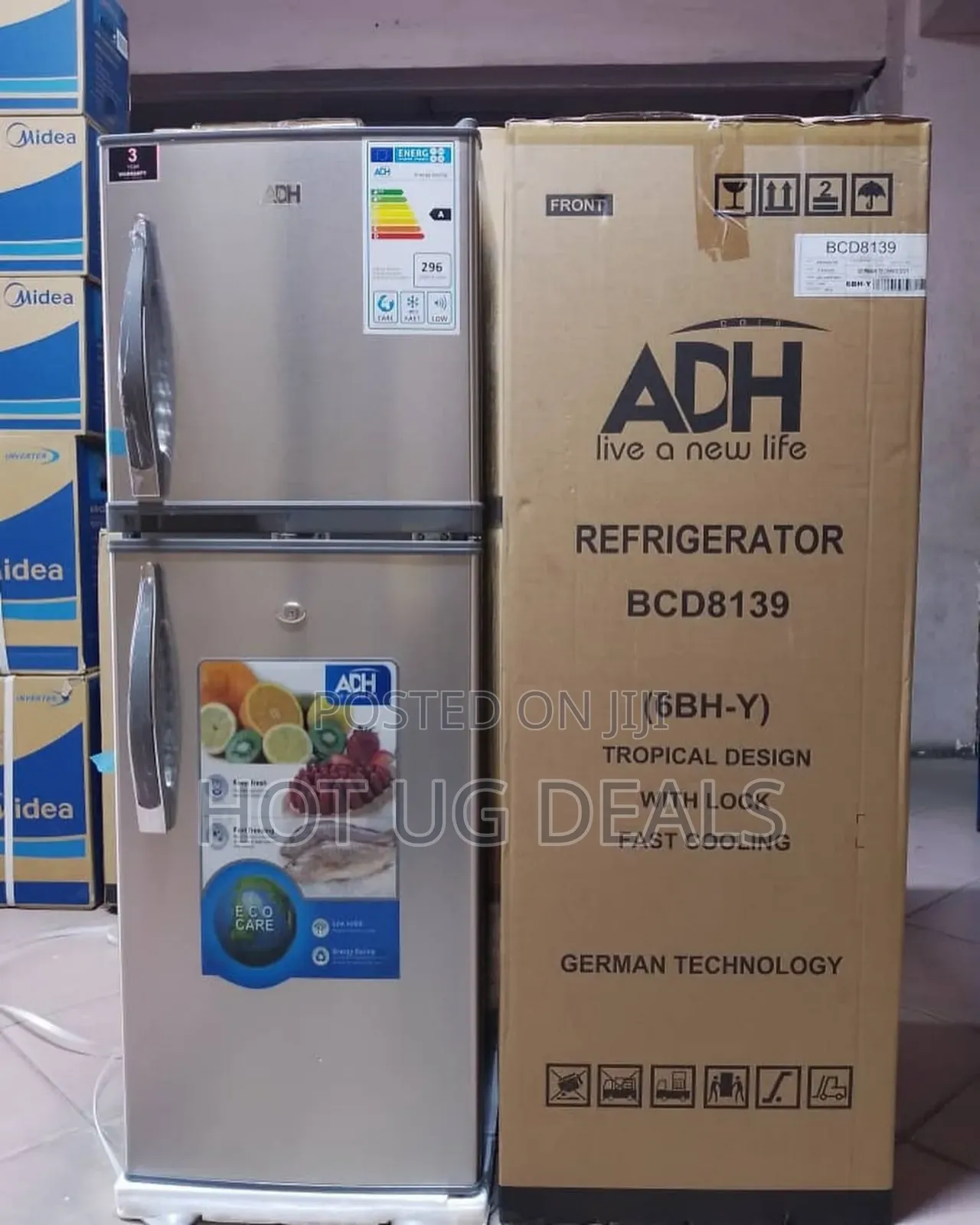 168l Adh Double Door Fridge - Silver