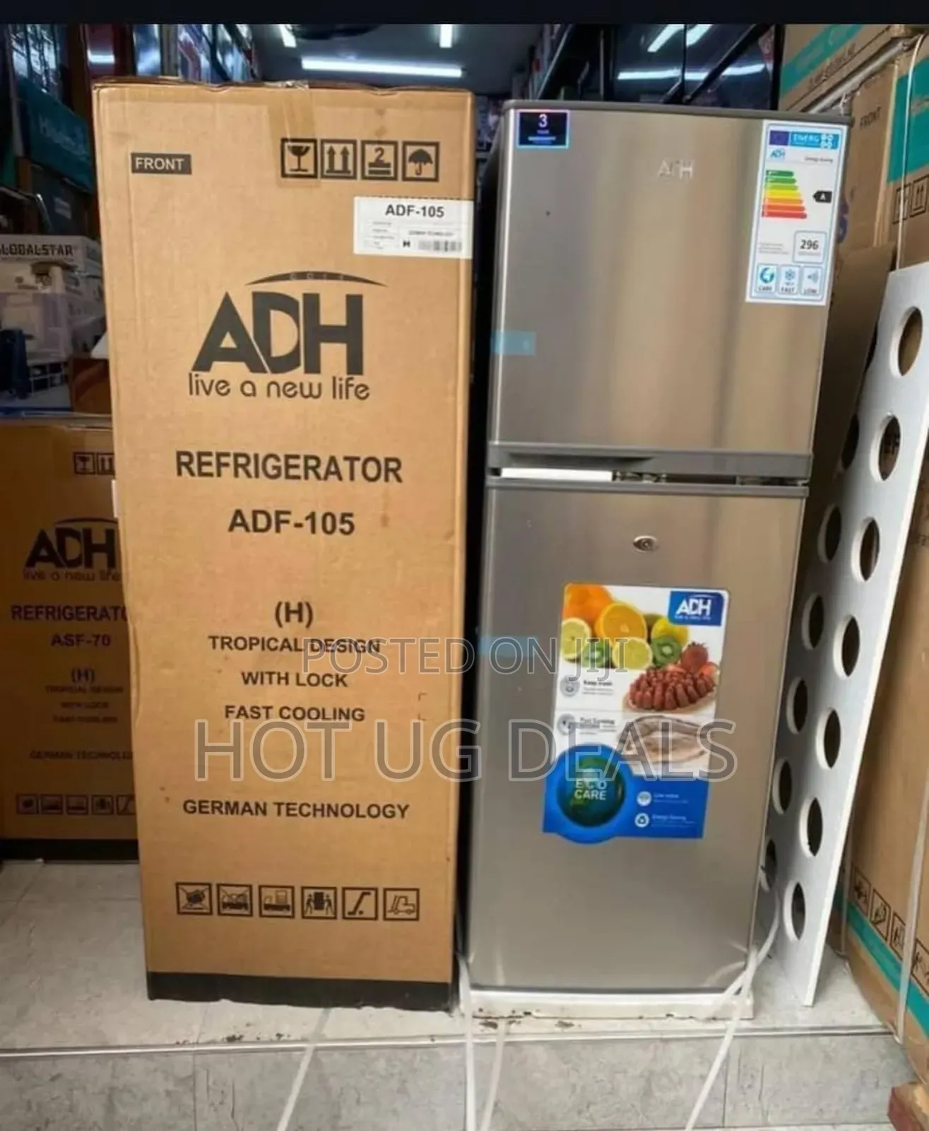 168l Adh Double Door Fridge - Silver