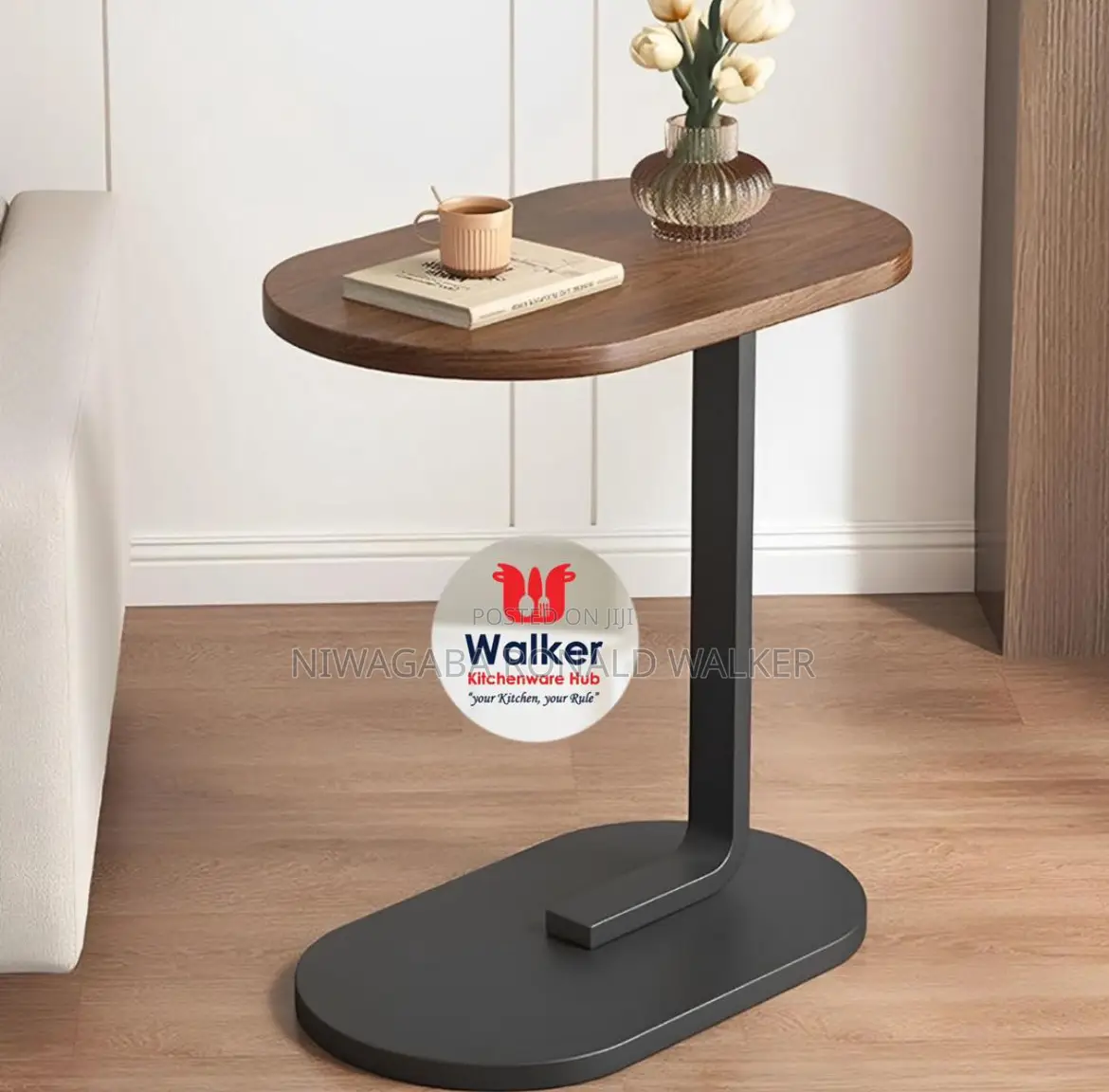 C-Shaped Coffee Round Side Sofa Table