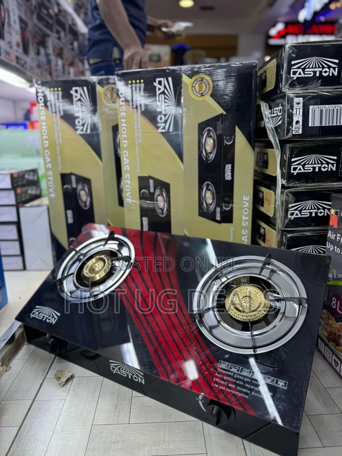 Gaston Double Gas Stove 2 Burner With Glasstop - Black