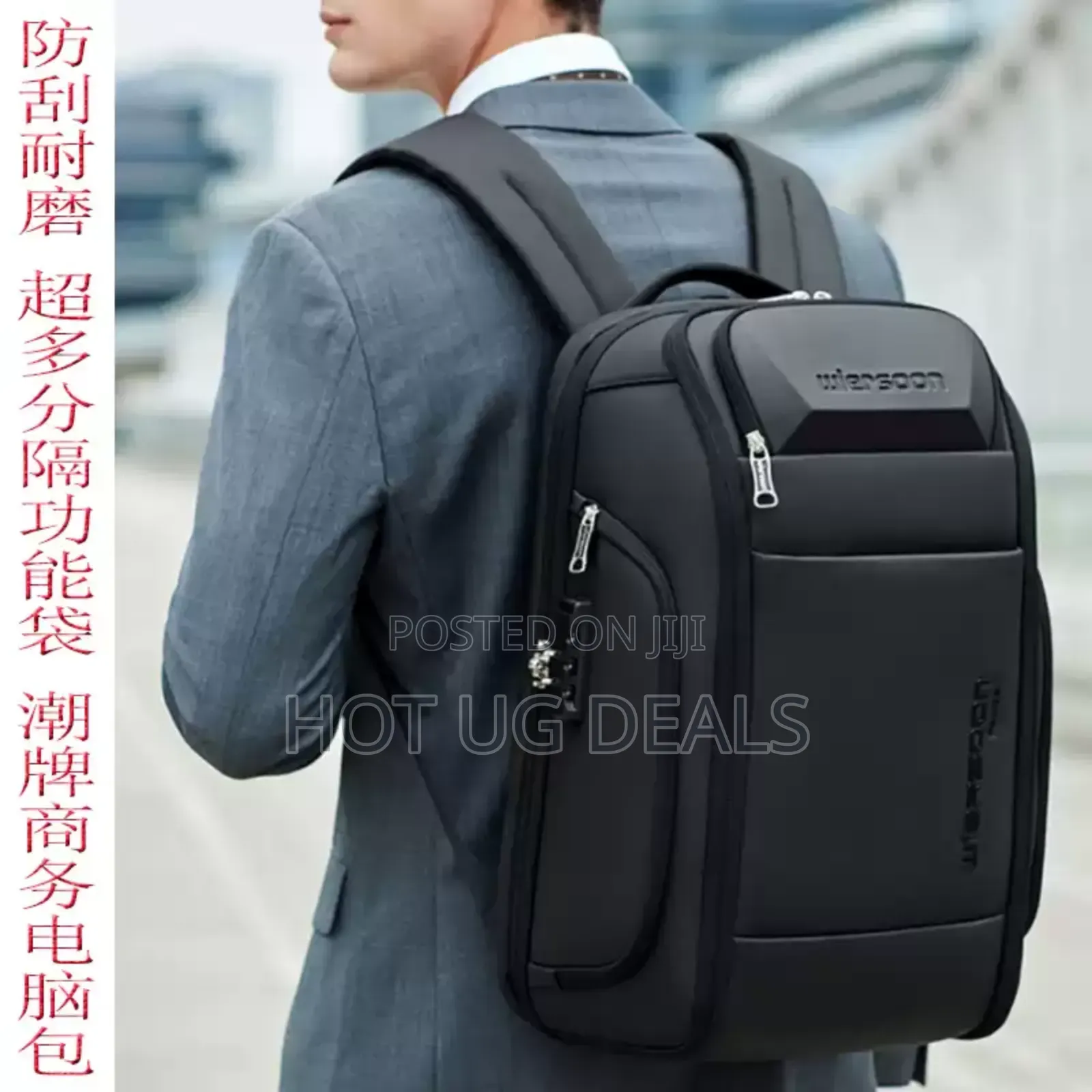 Men's Backpack Female Oxford Cloth Laptop Bag-black
