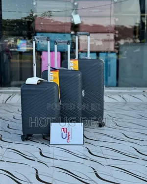 4 Wheeler Plastic Travel Suitcase Bag 3pcs Set - Black