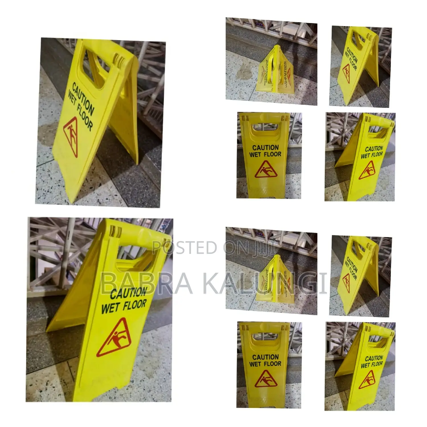 Yellow, Foldable "Caution Wet Floor" Sign.