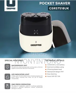 Geepas Water Proof Pocket Shaver With Led Indicator GSR-5751