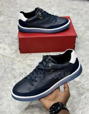 Original Navy Blue Ecco Smart Casual Leather Sneakers