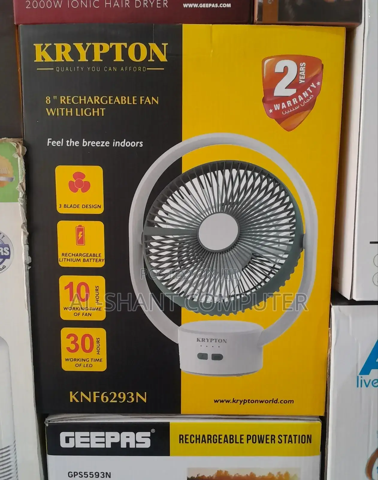 Krypton Rechargeable Fan With Light