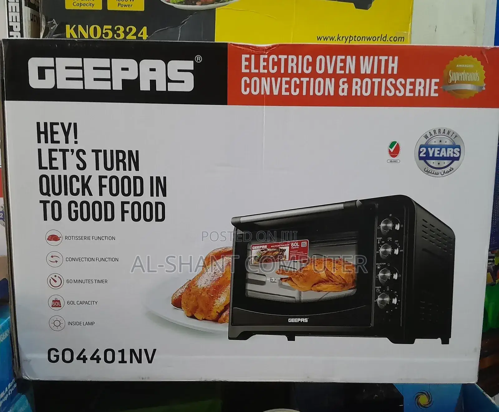 Geepas Oven With Convection and Rotisserie