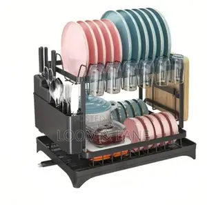 Lucario Dish Drying Stand With Drainer 2 Tiers