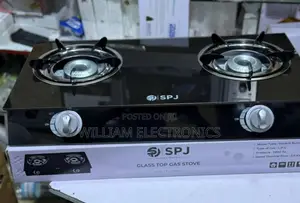 SPJ Double Glass Gas Stove With Automatic Ignition - Black