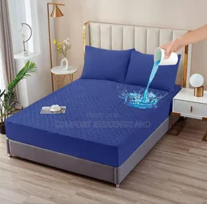Cotton Waterproof Mattress Protector Navy Blue