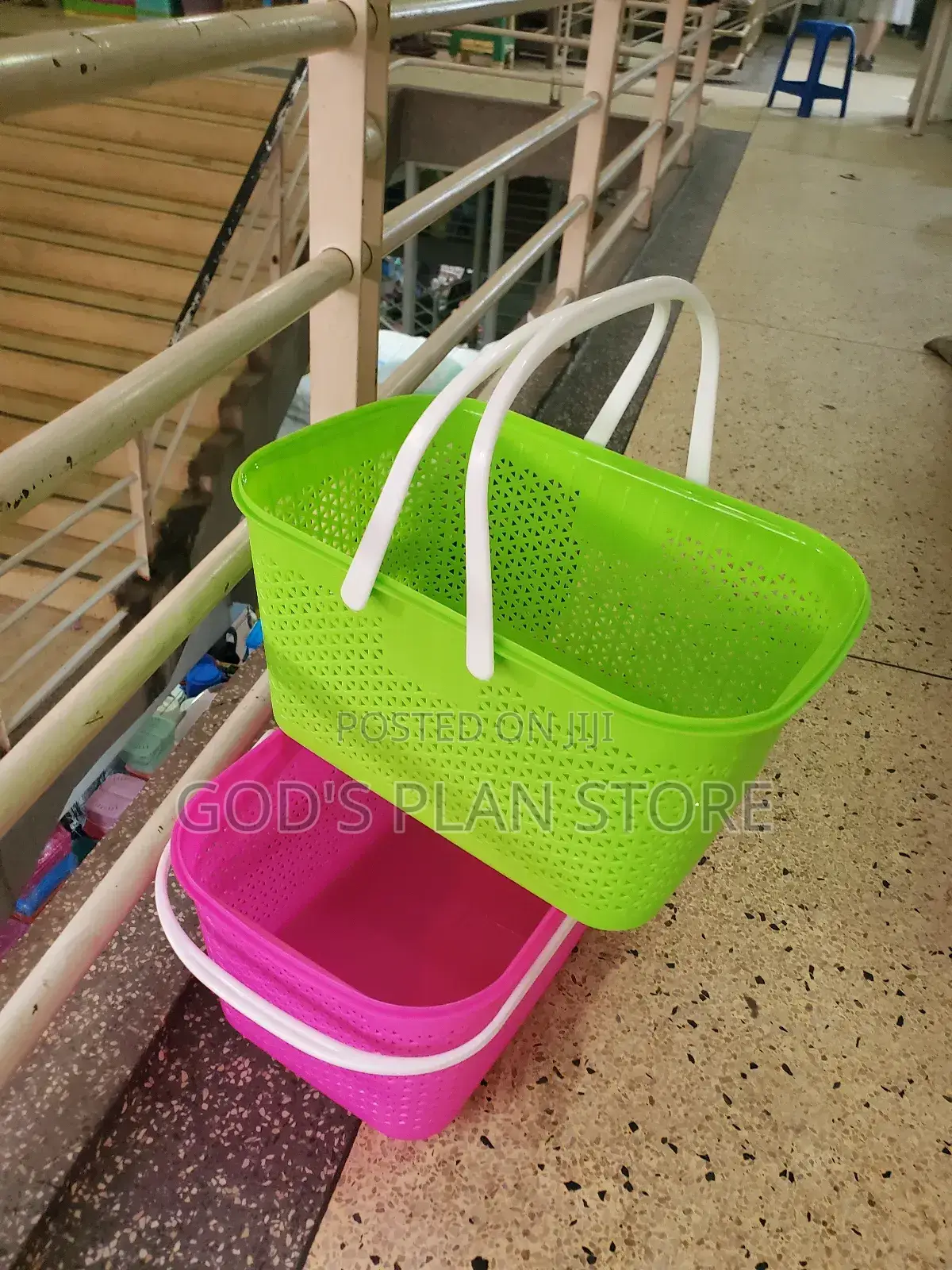 White Handles Supermarket Shopping Baskets