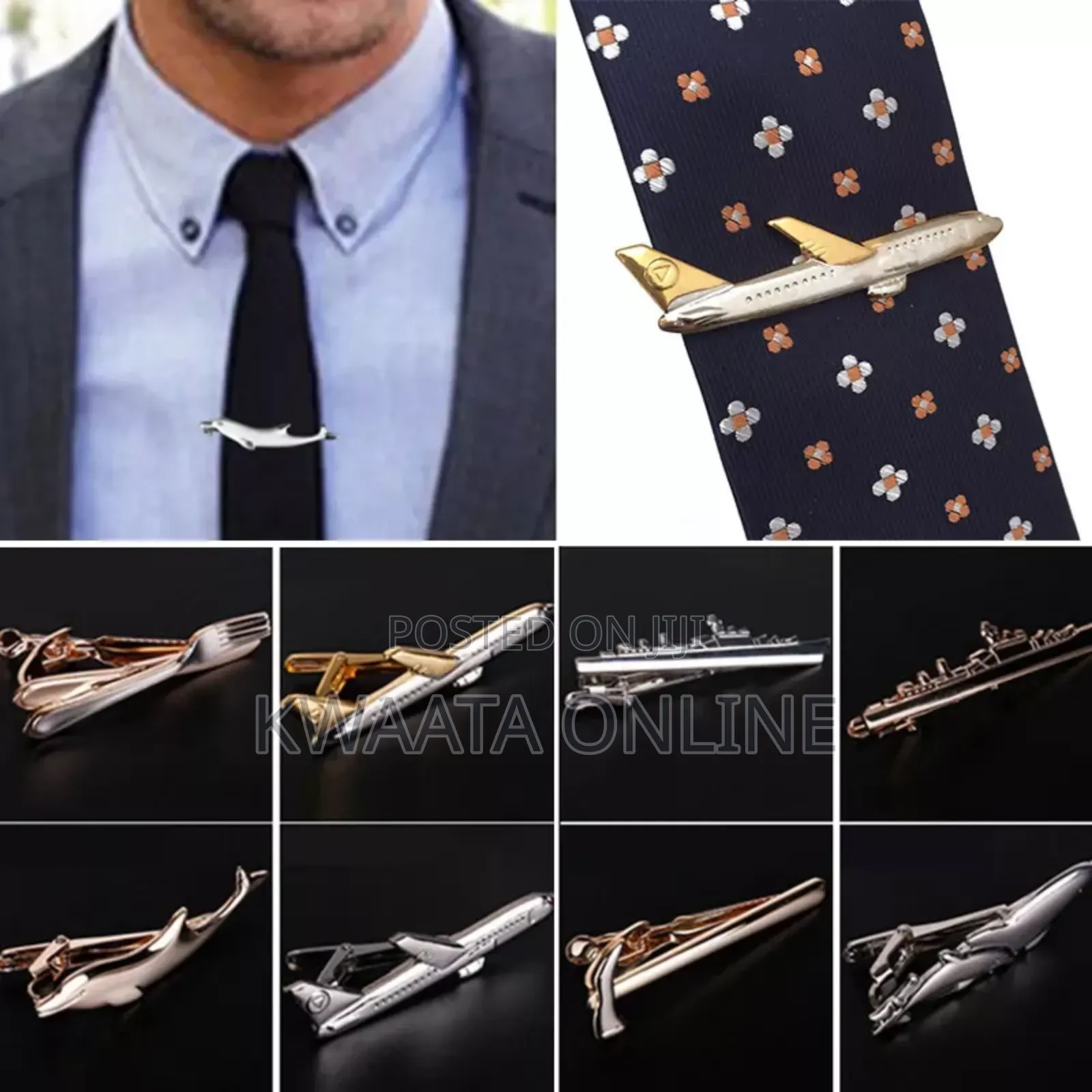 Tie Clips for Men Unique Set,Tie Bar Silver and Gold