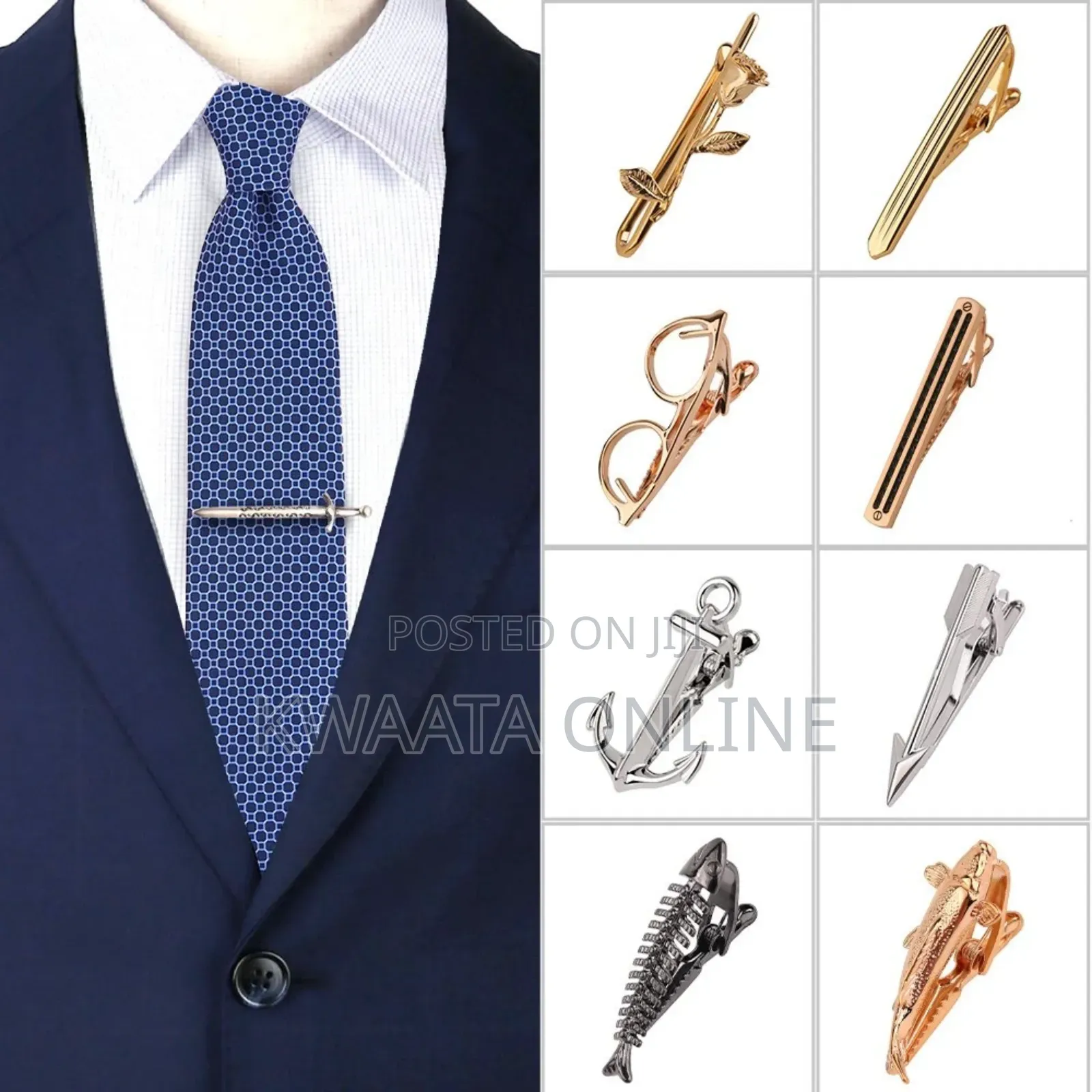 Tie Clips for Men Unique Set,Tie Bar Silver and Gold