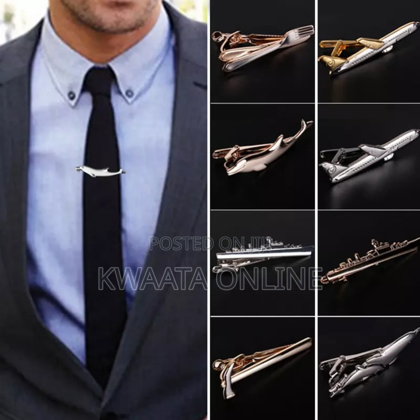 Tie Clips for Men Unique Set,Tie Bar Silver and Gold