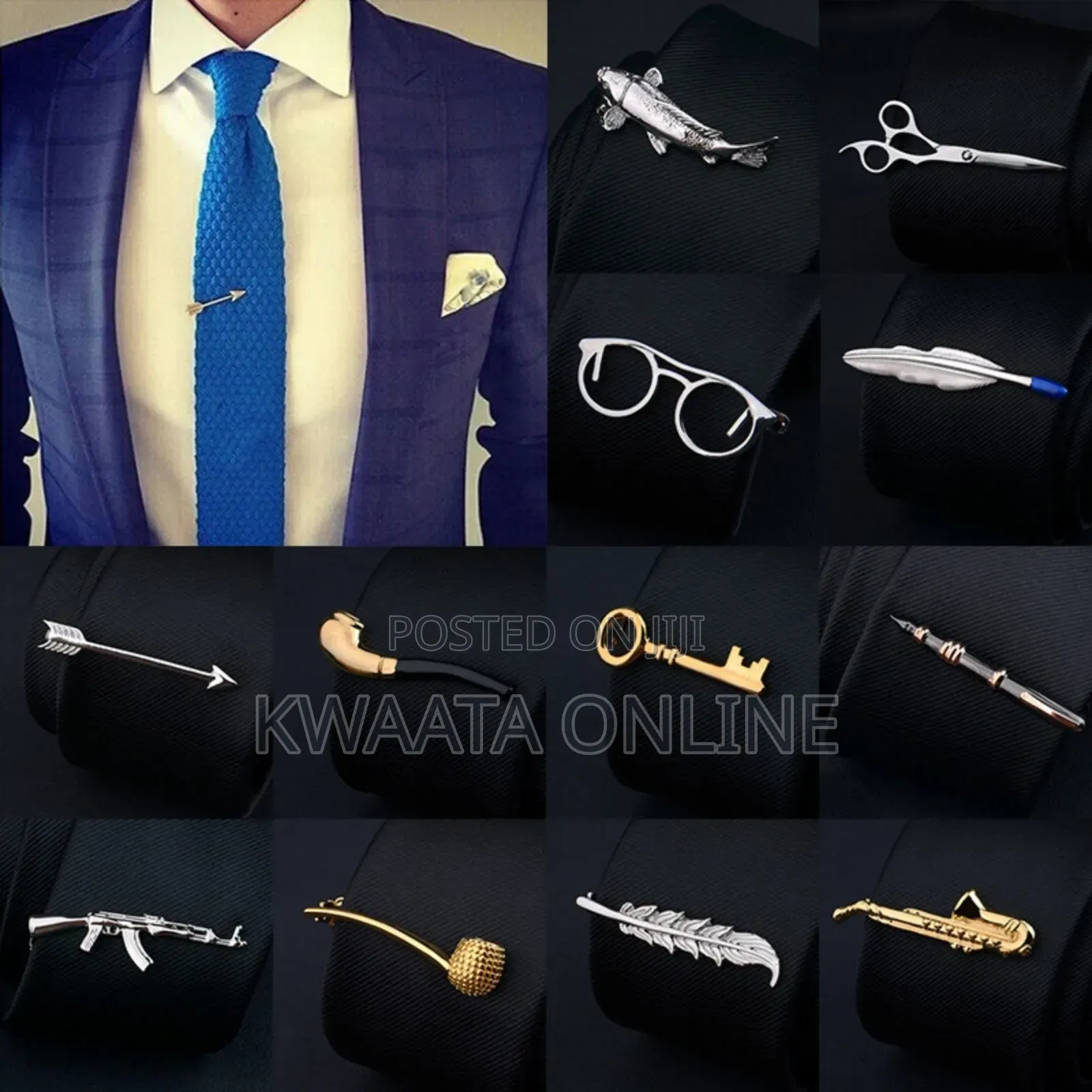 Tie Clips for Men Unique Set,Tie Bar Silver and Gold