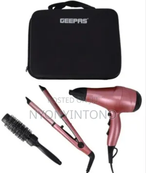 Geepas 4-in-1 Hair Dryer, Straightener,Curler Bag Ghf86054