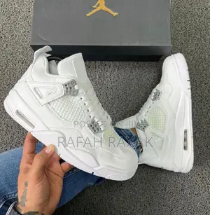 Original White/Silver Air Jordan 4 Retro Sneakers