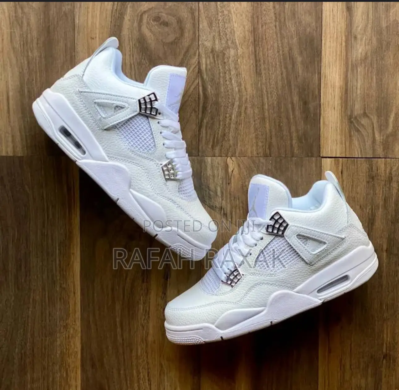Original White/Silver Air Jordan 4 Retro Sneakers