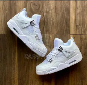 Original White/Silver Air Jordan 4 Retro Sneakers