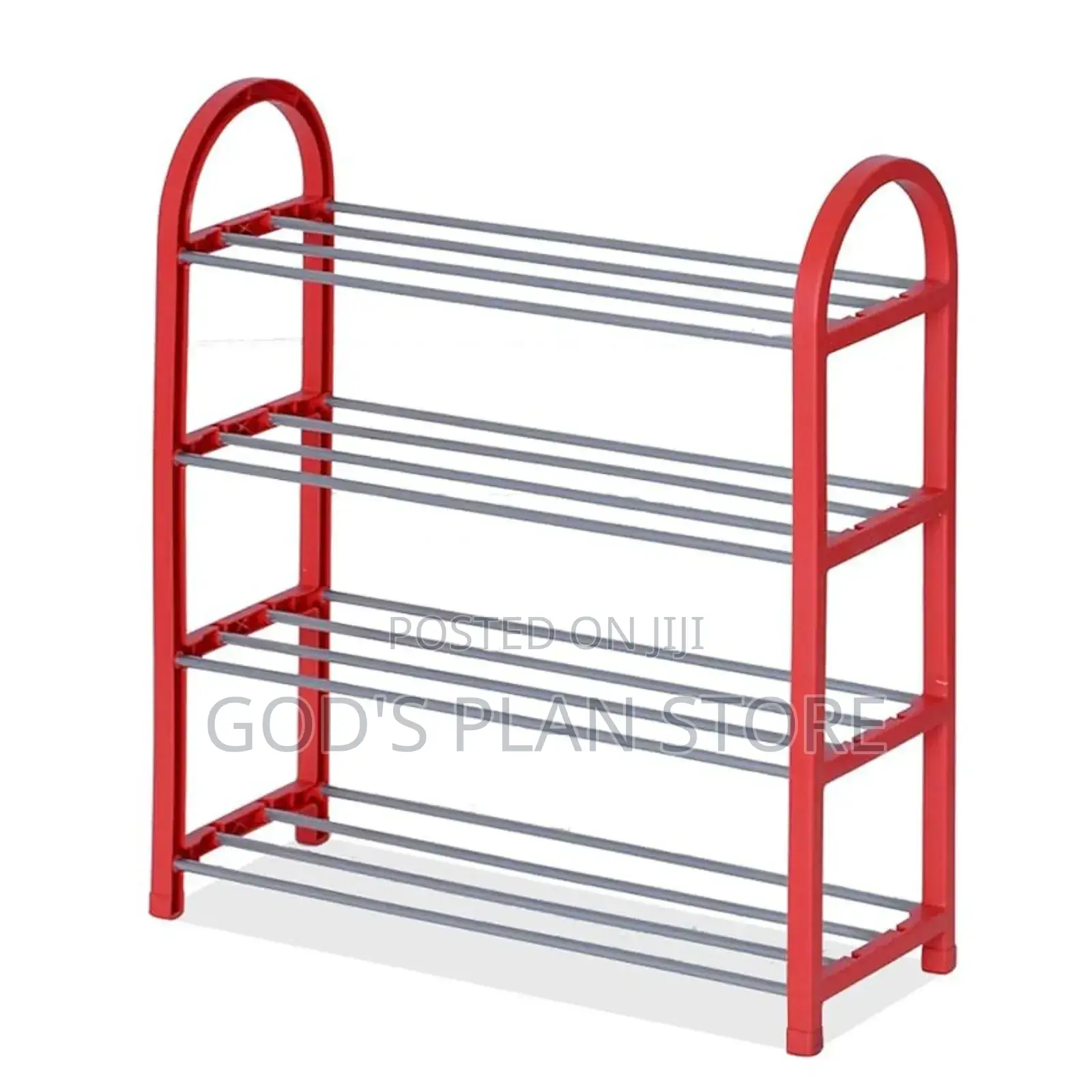Red 5 Tier Plastic Shoe Rack