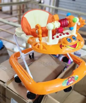 Cartoon Baby Walker Orange and Cream