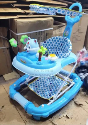Dotted Baby Walker Blue With Shade